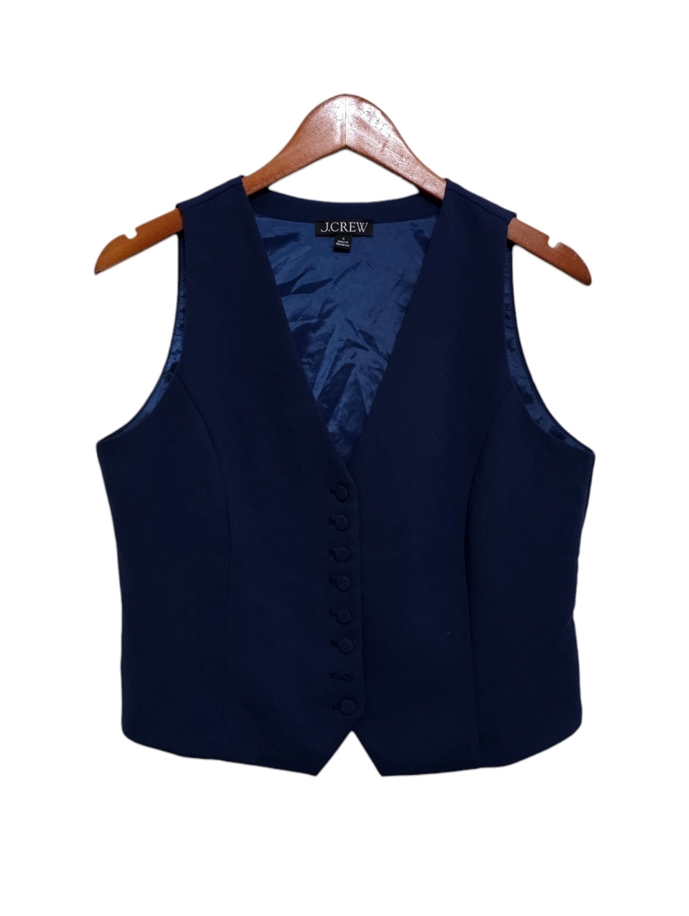J. Crew Slim Fit Tuxedo Vest in City Crepe Marine Navy Size 6